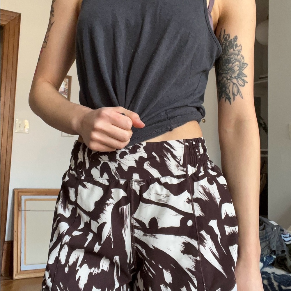 Lululemon Athletica Brown and White Athletic Shorts High-Waisted